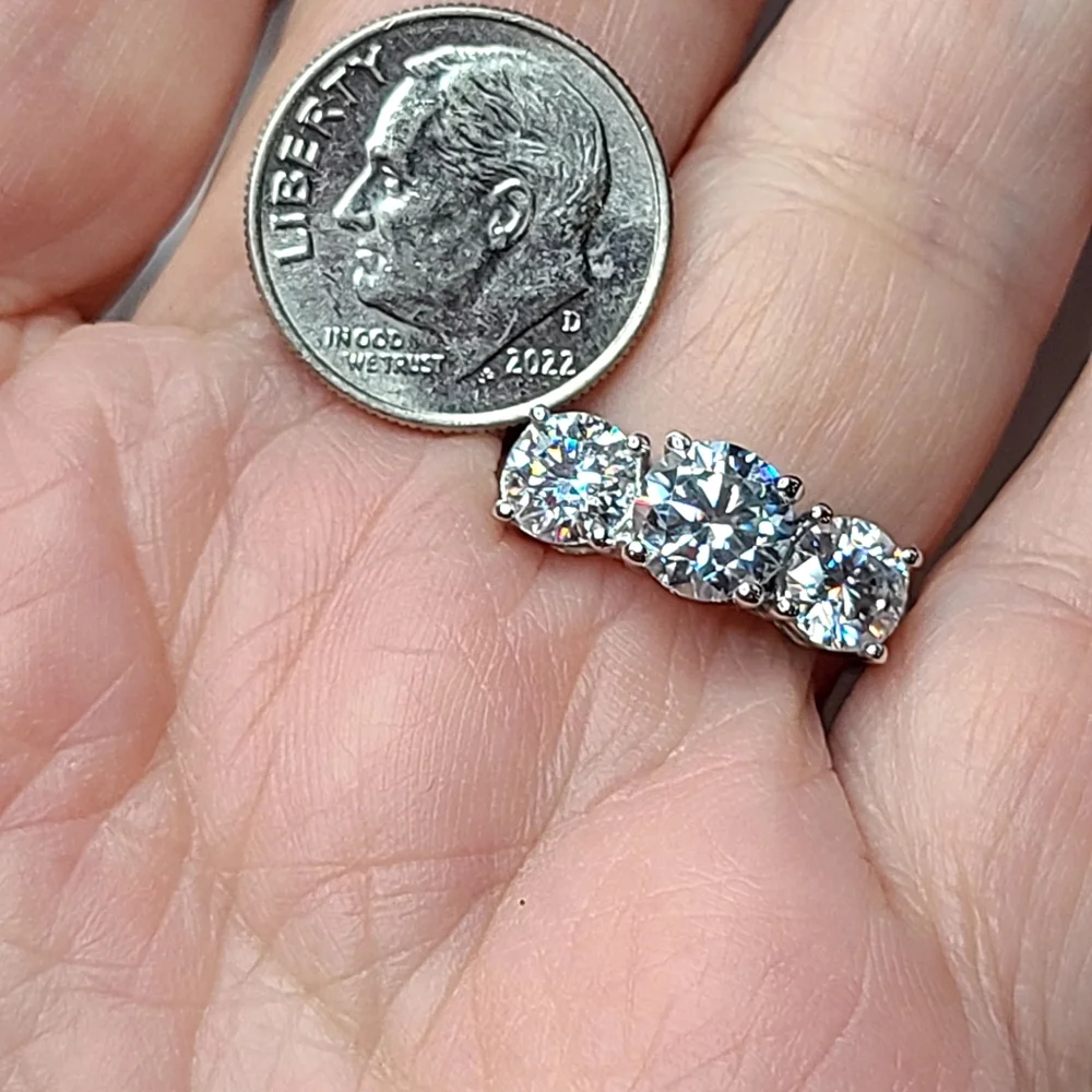 Moissanite 3 Stone 2.50 Carat Band Ring